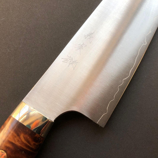 Santoku knife, SG2 Powder Steel, Western style Maple wood handle, Polished finish - Kato
