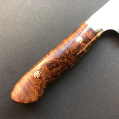 Santoku knife, SG2 Powder Steel, Western style Maple wood handle, Polished finish - Kato