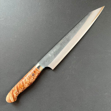 Sujihiki knife, Aogami Super with stainless steel cladding, Western style Maple wood handle, Kurouchi finish - Kato