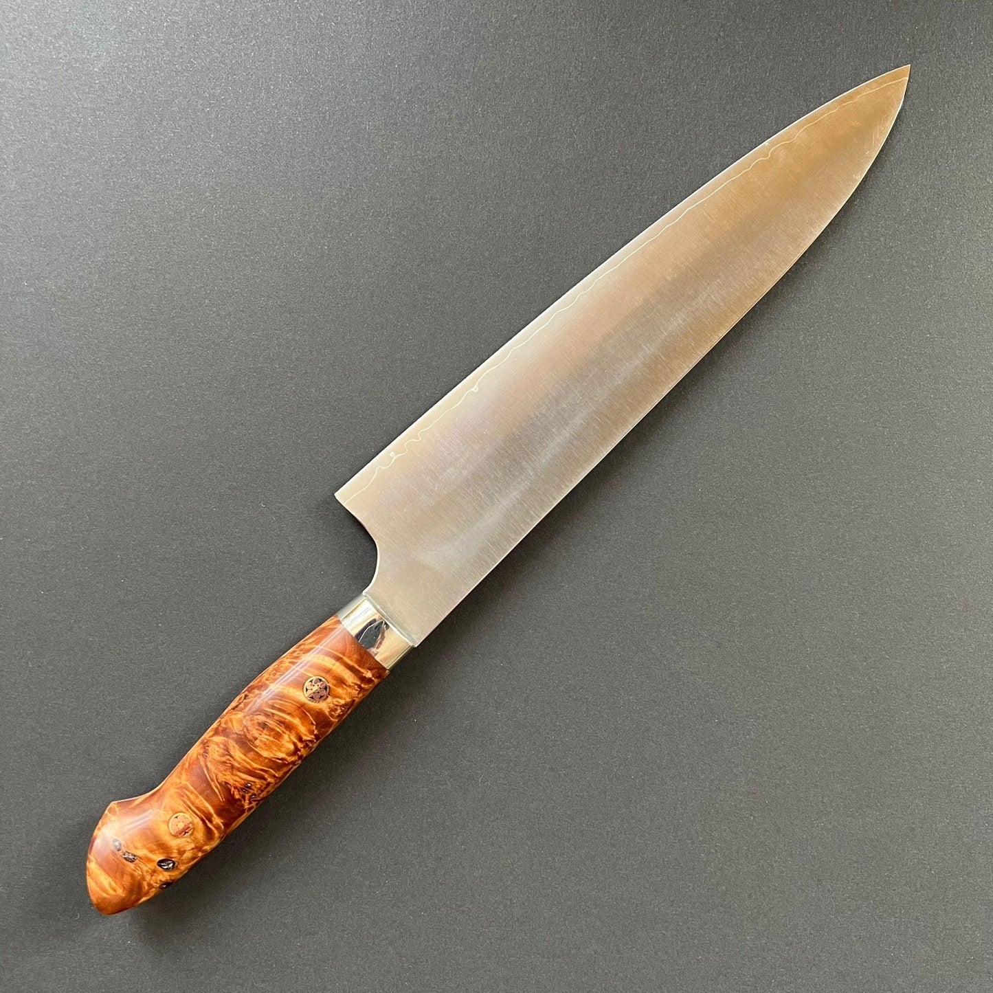 Gyuto knife, SG2 Powder Steel, Western style Maple wood handle, Migaki finish - Kato