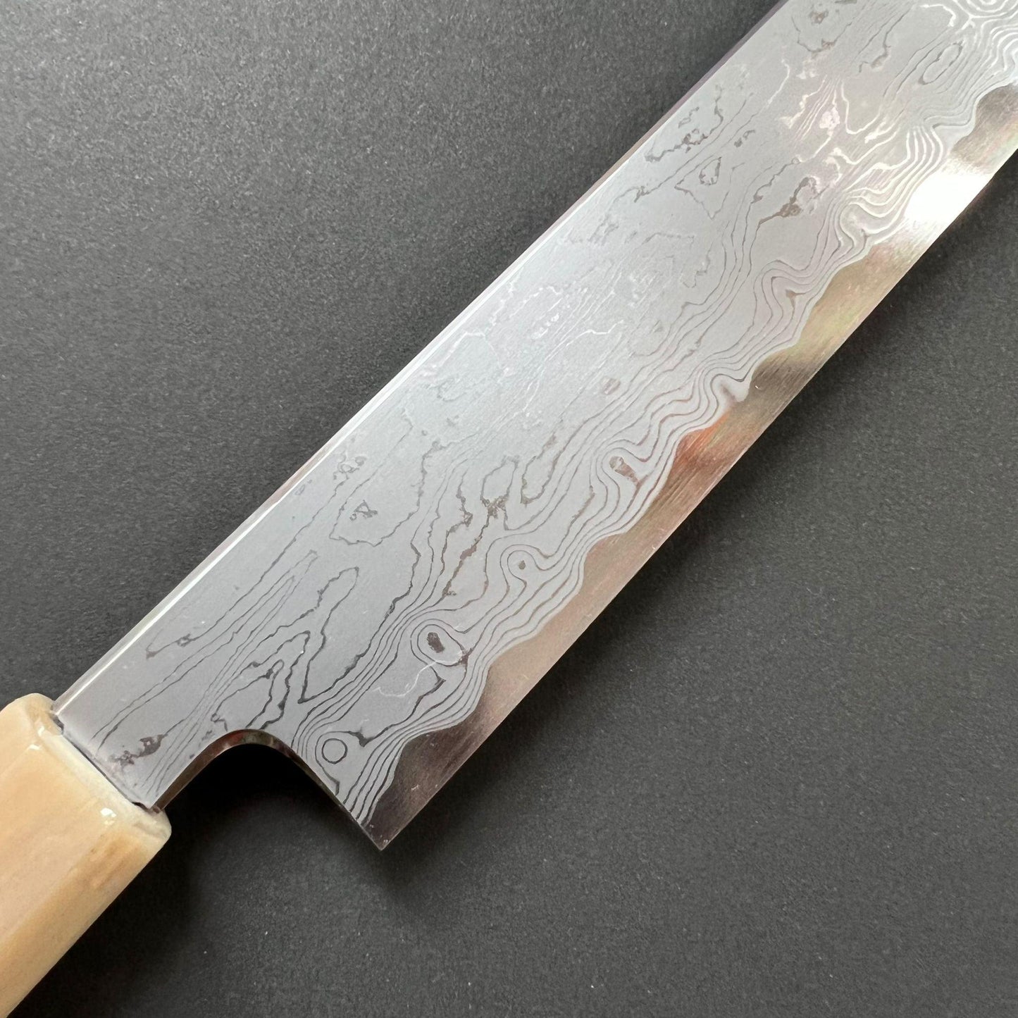 Sakimaru Sujihiki knife, Aogami 1 carbon steel with Iron clad, Damascus finish - Nakagawa Hamono