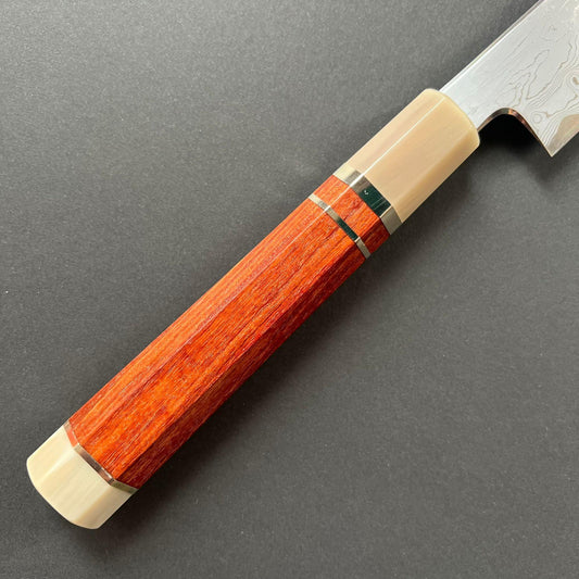 Sakimaru Sujihiki knife, Aogami 1 carbon steel with Iron clad, Damascus finish - Nakagawa Hamono