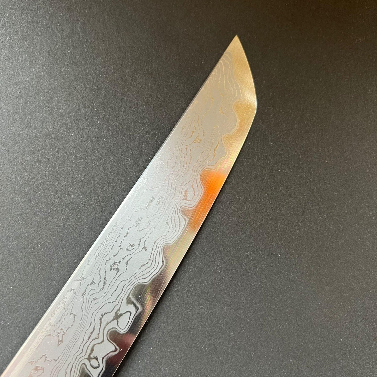 Sakimaru Sujihiki knife, Aogami 1 carbon steel with Iron clad, Damascus finish - Nakagawa Hamono