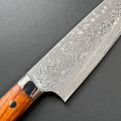 Santoku knife, SG2 stainless steel, Damascus finish, Western style Ironwood handle - Saji