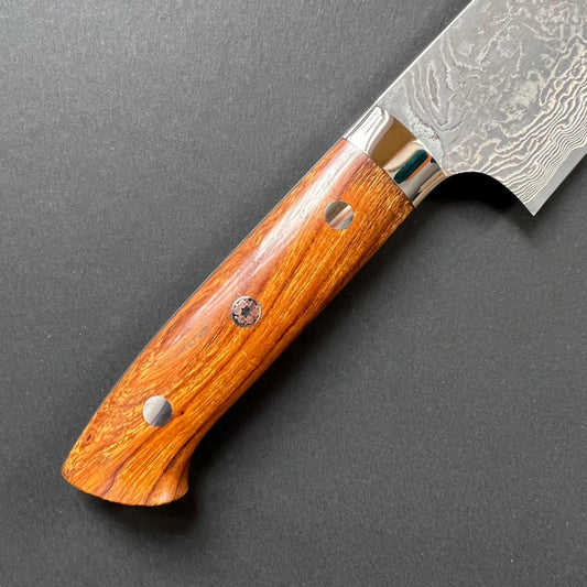 Santoku knife, SG2 stainless steel, Damascus finish, Western style Ironwood handle - Saji