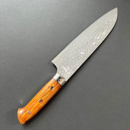 Santoku knife, SG2 stainless steel, Damascus finish, Western style Ironwood handle - Saji