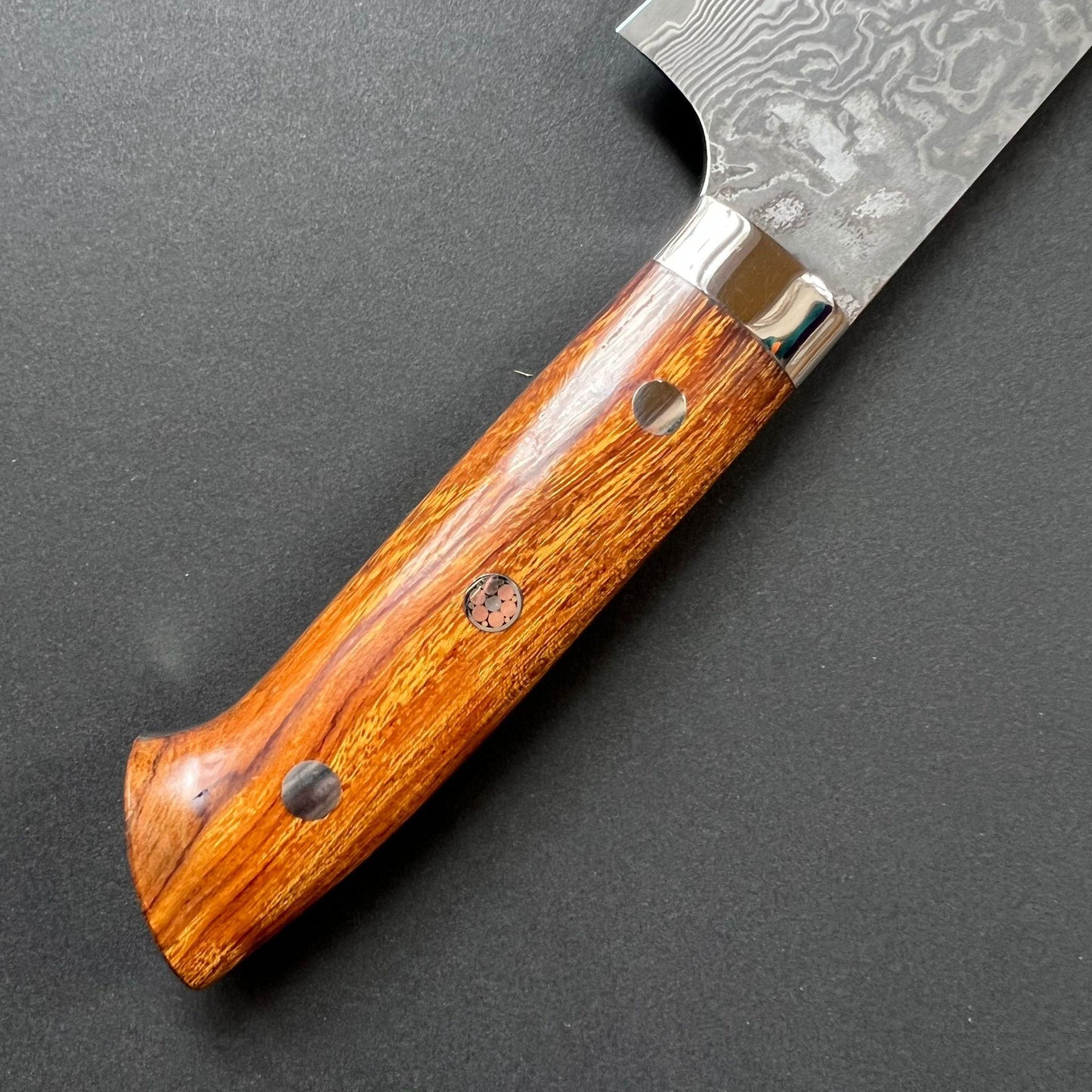Santoku knife, SG2 stainless steel, Damascus finish, Western style Ironwood handle - Saji