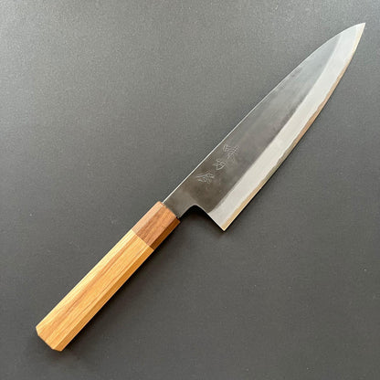 Gyuto knife, Shirogami 2 with stainless steel cladding, Kurouchi finish - Mutsumi Hinoura