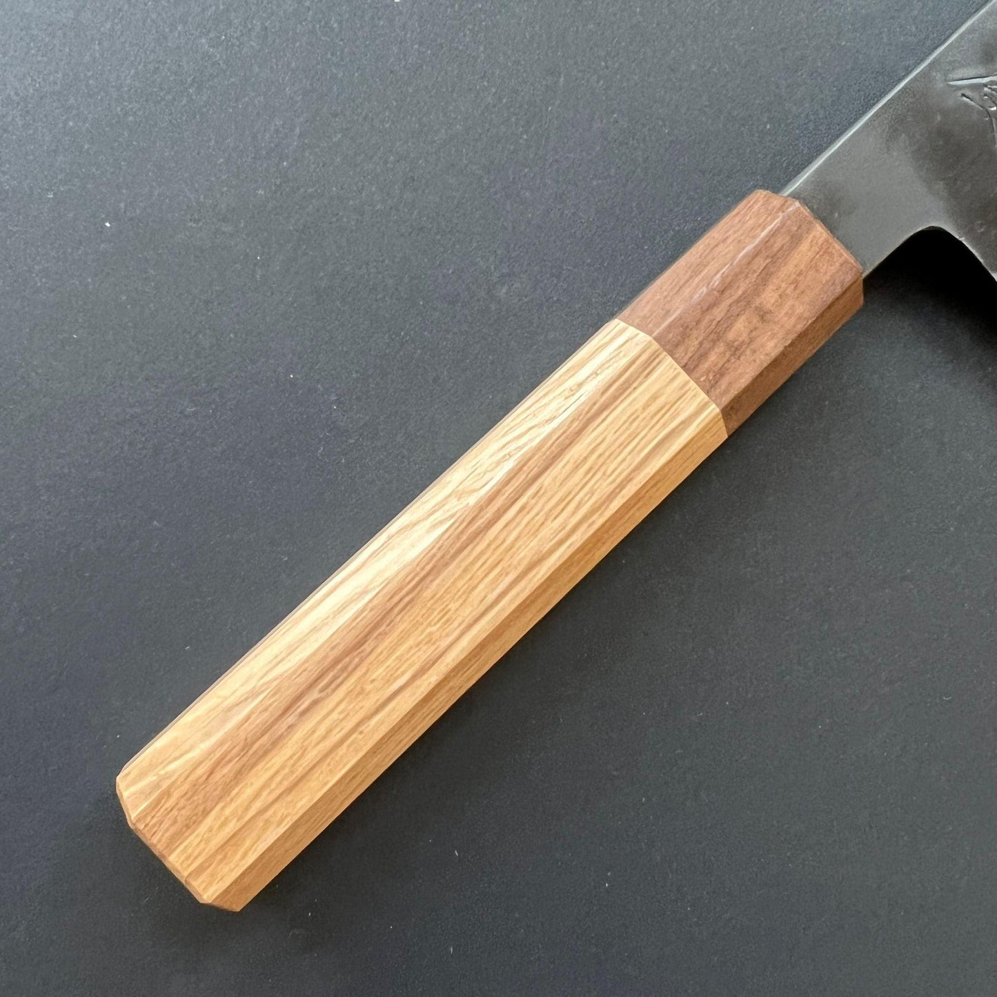 Gyuto knife, Shirogami 2 with stainless steel cladding, Kurouchi finish - Mutsumi Hinoura