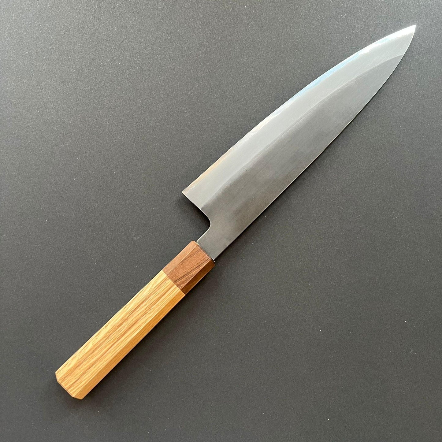 Gyuto knife, Shirogami 2 with stainless steel cladding, Kurouchi finish - Mutsumi Hinoura