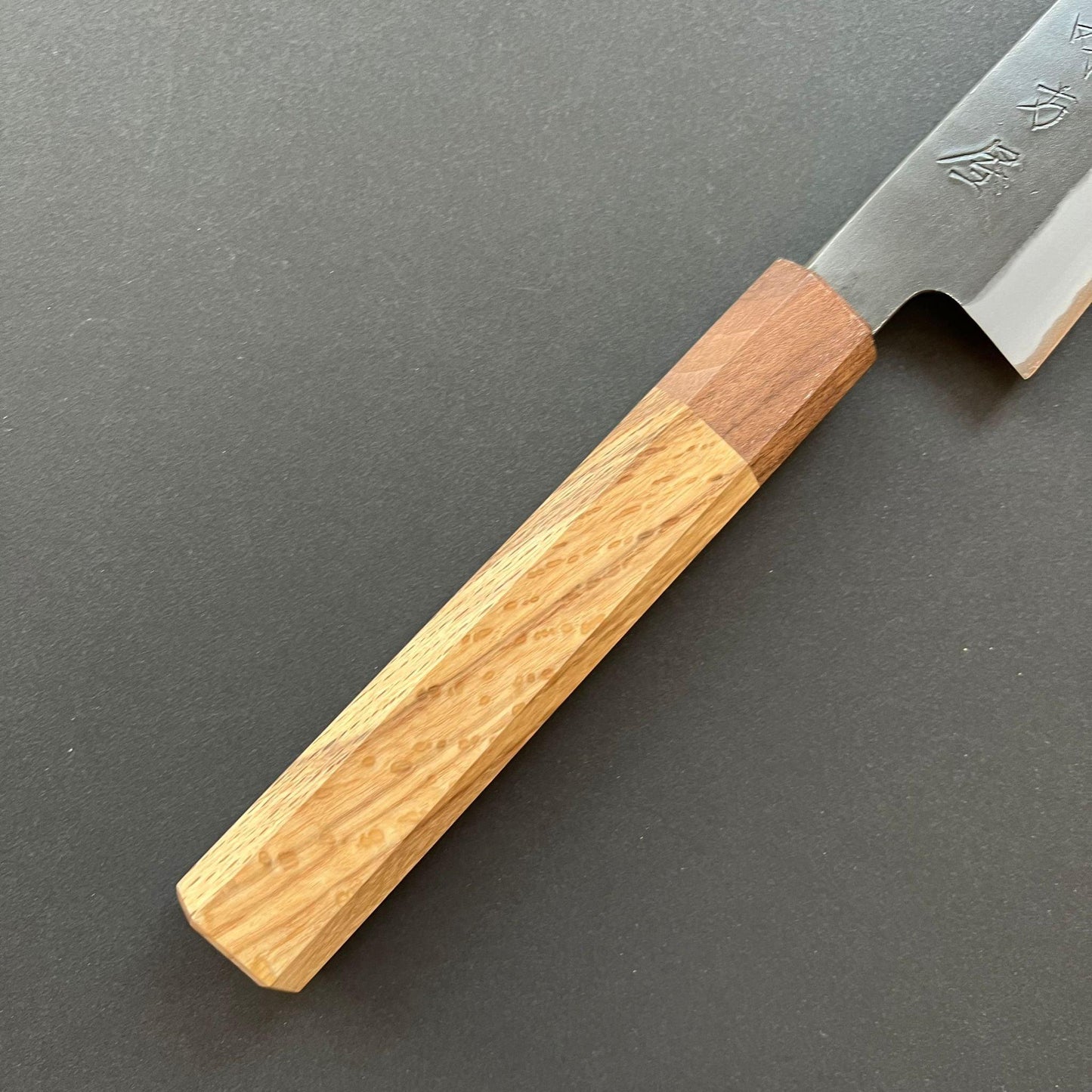Sujihiki knife, Shirogami 2 with stainless steel cladding, Kurouchi finish - Mutsumi Hinoura