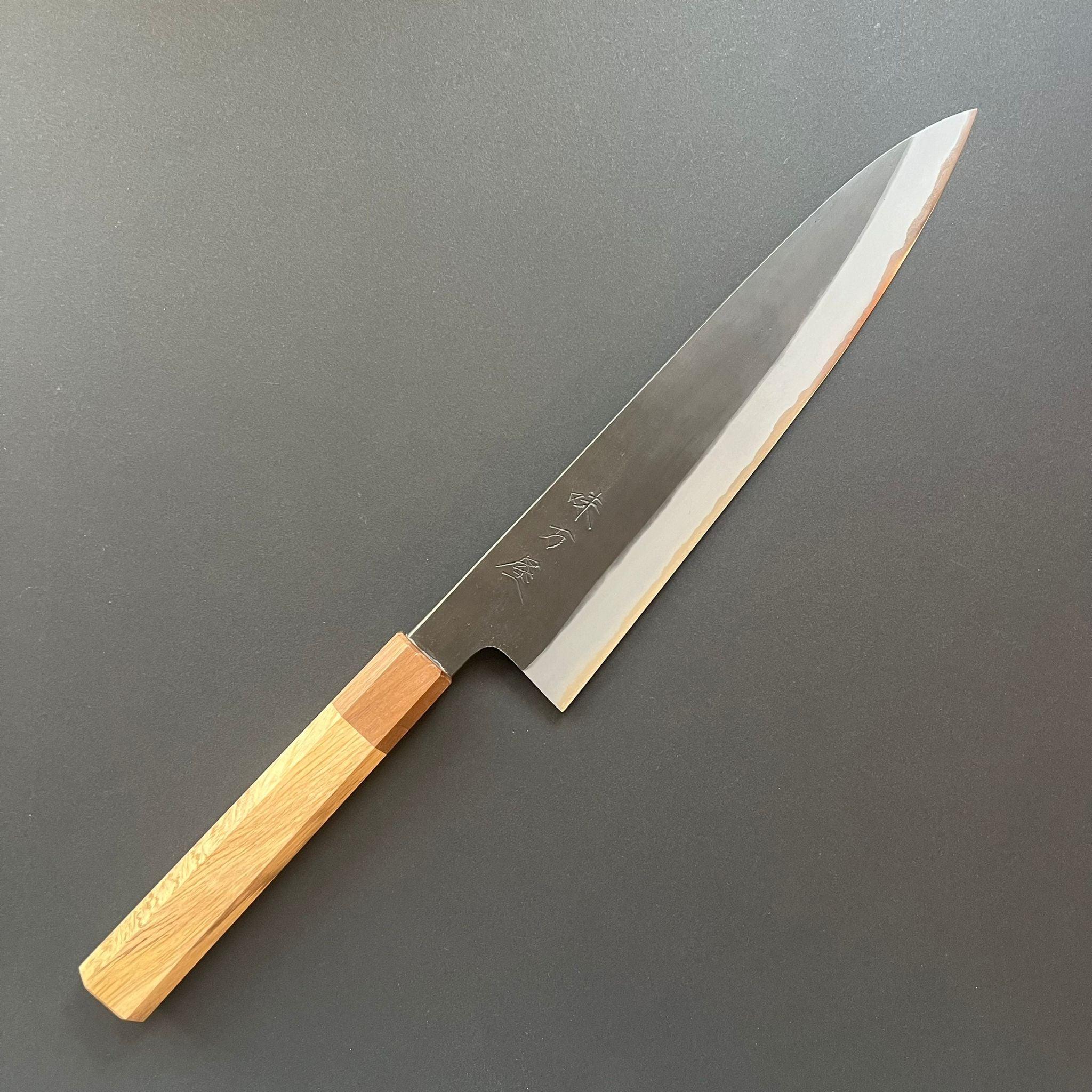 Gyuto knife, Shirogami 2 with stainless steel cladding, Kurouchi finish - Mutsumi Hinoura