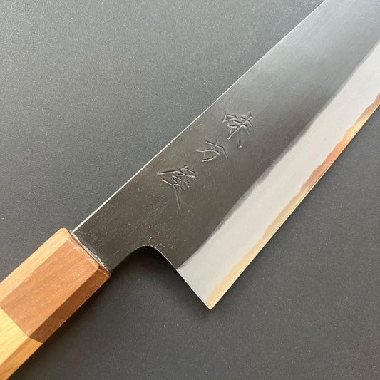 Gyuto knife, Shirogami 2 with stainless steel cladding, Kurouchi finish - Mutsumi Hinoura