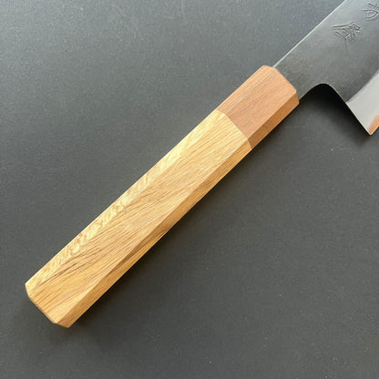 Gyuto knife, Shirogami 2 with stainless steel cladding, Kurouchi finish - Mutsumi Hinoura