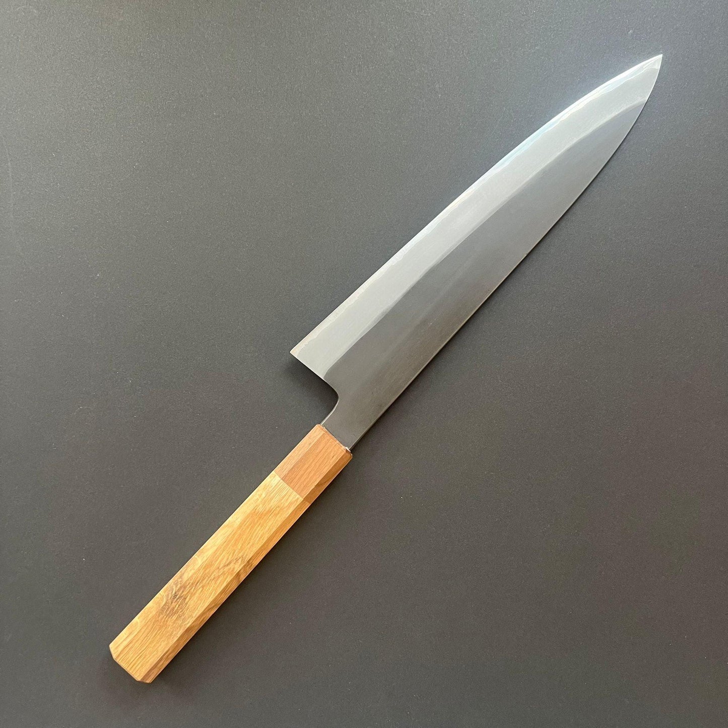 Gyuto knife, Shirogami 2 with stainless steel cladding, Kurouchi finish - Mutsumi Hinoura