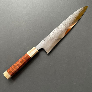 Gyuto knife, Shirogami 2 with iron cladding, Hand Laminated Damascus finish, Hyomon range - Hatsukokoro