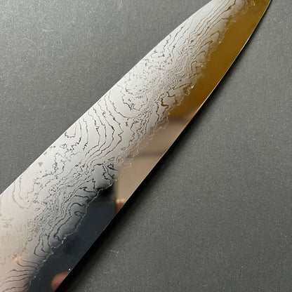 Gyuto knife, Shirogami 2 with iron cladding, Hand Laminated Damascus finish, Hyomon range - Hatsukokoro