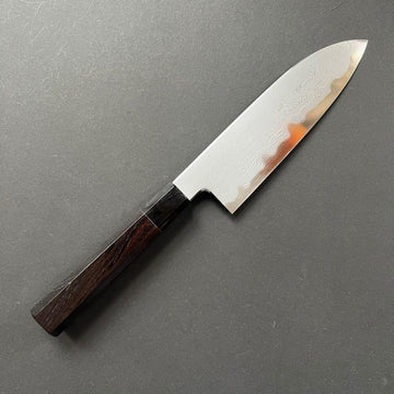 Santoku knife, Aogami 1 carbon steel, Damascus finish - Nakagawa Hamono x Naohito Myojin