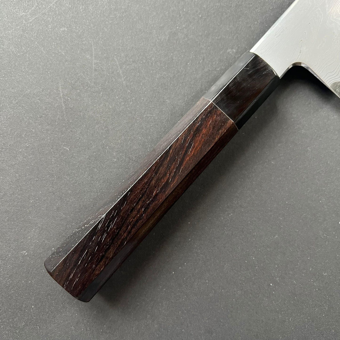Santoku knife, Aogami 1 carbon steel, Damascus finish - Nakagawa Hamono x Naohito Myojin