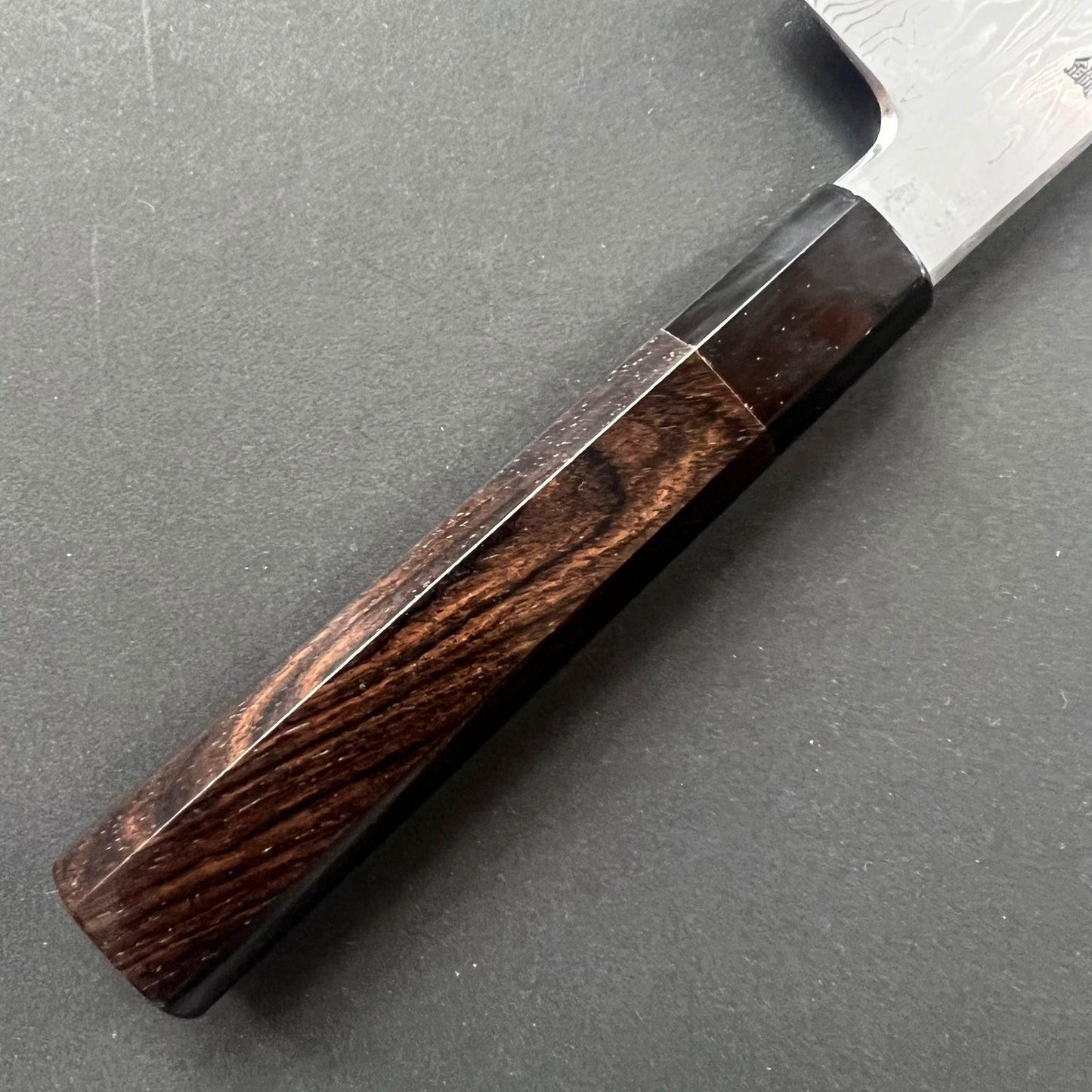 Santoku knife, Aogami 1 carbon steel, Damascus finish - Nakagawa Hamono x Naohito Myojin