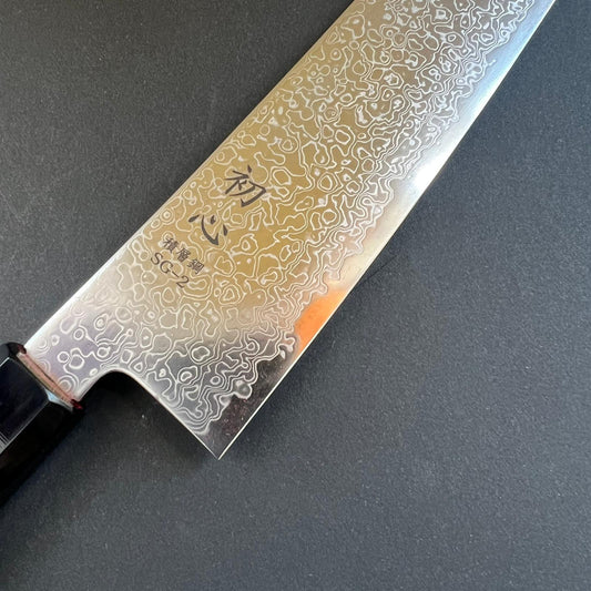Gyuto knife, SG2 stainless steel, Damascus finish, Saihyo range - Hatsukokoro