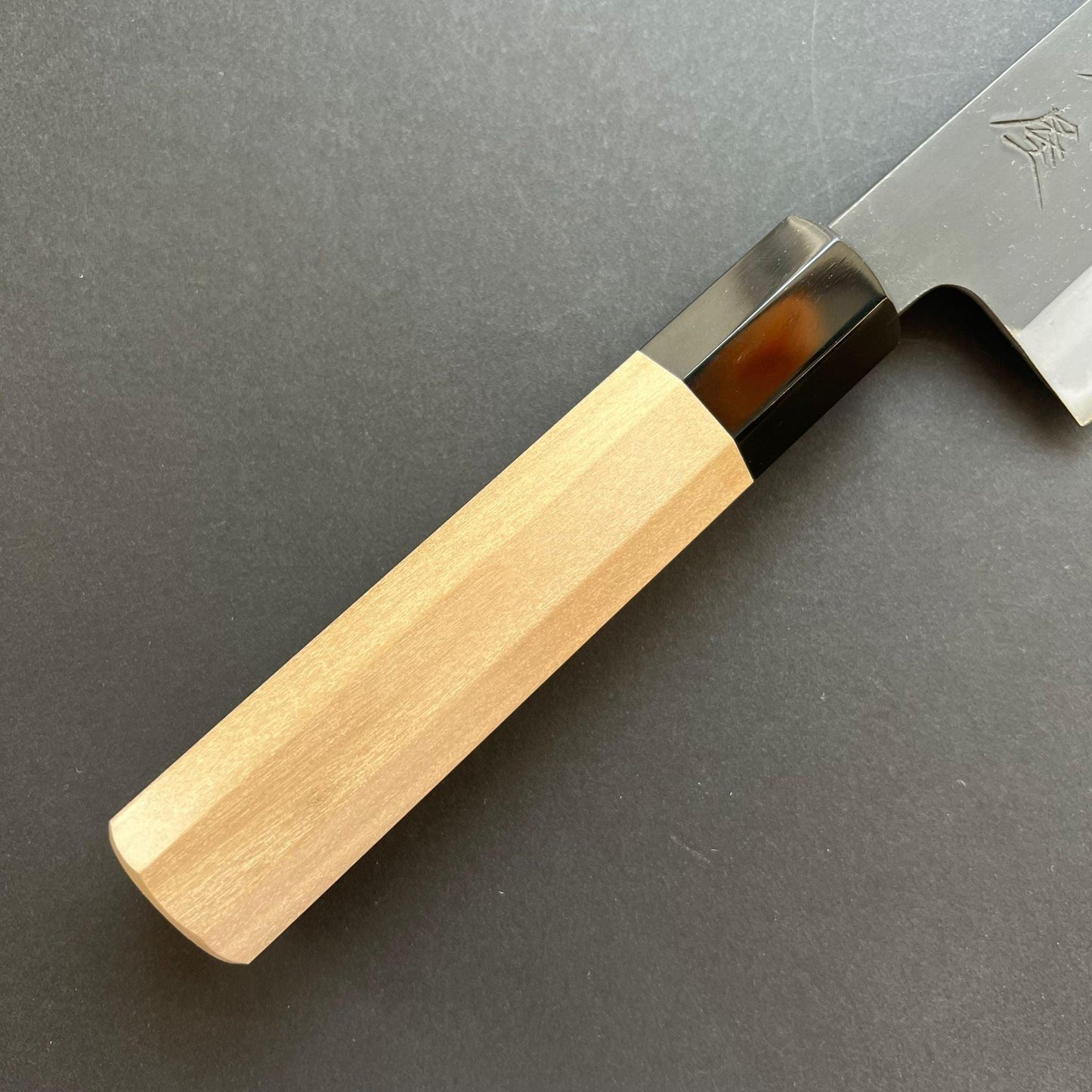 Gyuto knife, Shirogami 2 with iron cladding, Kurouchi finish - Mutsumi Hinoura