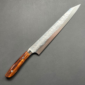 Sujihiki knife, SRS13 stainless steel, Tsuchime finish, western ironwood handle - Saji