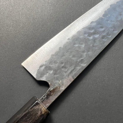 Santoku knife, Aogami super with stainless steel cladding, Tsuchime Kurouchi finish, Denka range, Japanese handle - Fujiwara