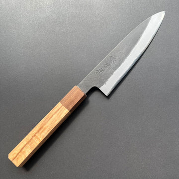 Petty knife, Shirogami 2 with stainless steel cladding, Kurouchi and Nashiji finish - Mutsumi Hinoura