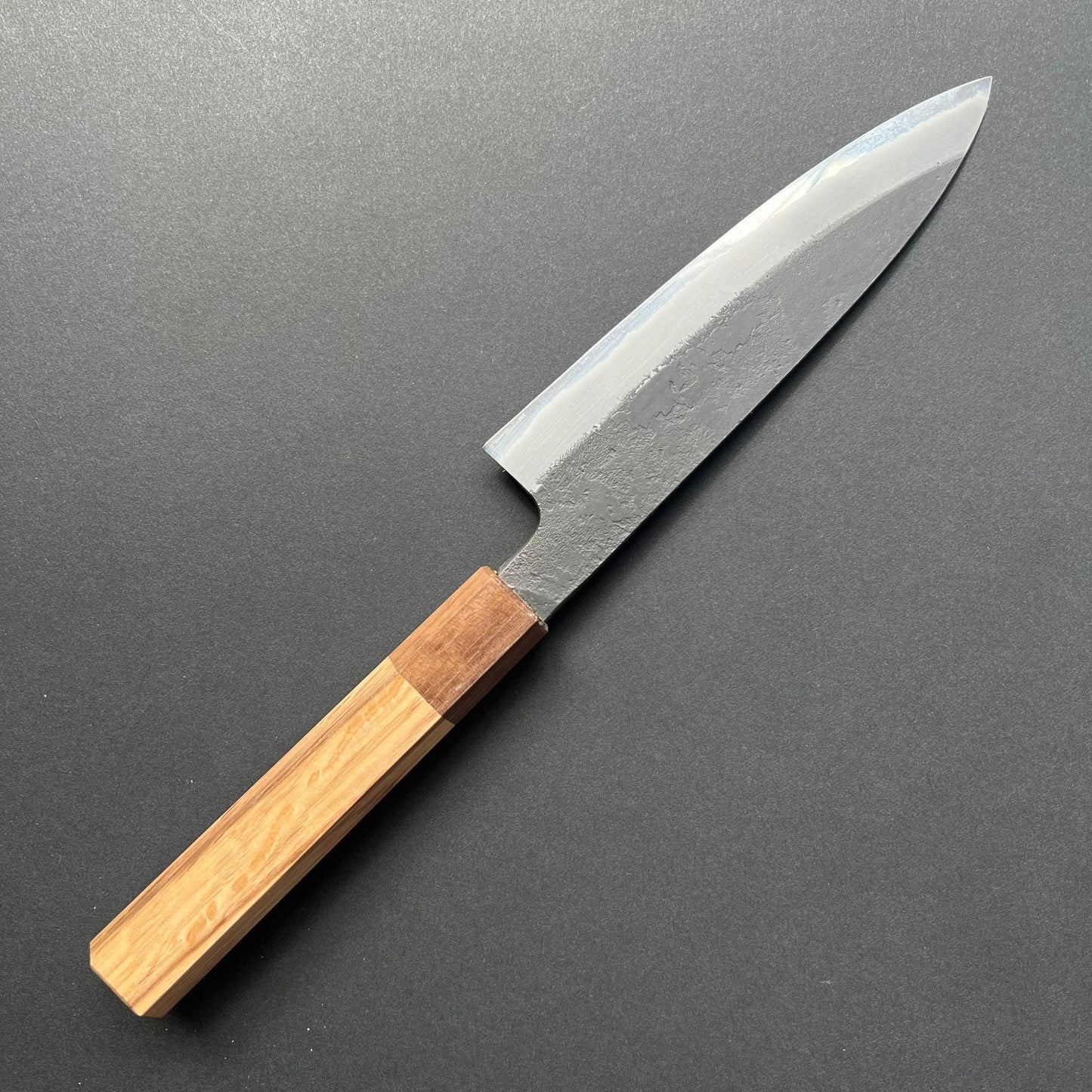 Petty knife, Shirogami 2 with stainless steel cladding, Kurouchi and Nashiji finish - Mutsumi Hinoura
