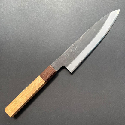 Petty knife, Shirogami 2 with stainless steel cladding, Kurouchi and Nashiji finish - Mutsumi Hinoura
