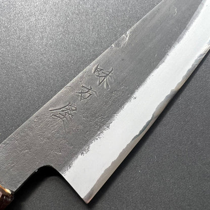 Petty knife, Shirogami 2 with stainless steel cladding, Kurouchi and Nashiji finish - Mutsumi Hinoura