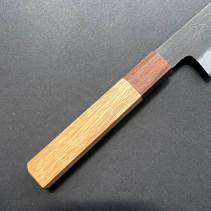 Petty knife, Shirogami 2 with stainless steel cladding, Kurouchi and Nashiji finish - Mutsumi Hinoura
