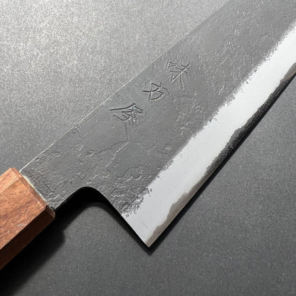 Gyuto knife, Shirogami 2 with stainless steel cladding, Kurouchi and Nashiji finish - Mutsumi Hinoura