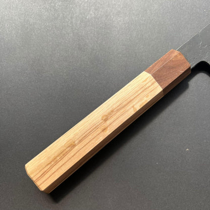 Gyuto knife, Shirogami 2 with stainless steel cladding, Kurouchi and Nashiji finish - Mutsumi Hinoura