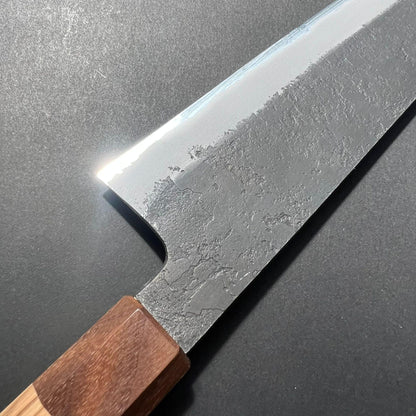 Gyuto knife, Shirogami 2 with stainless steel cladding, Kurouchi and Nashiji finish - Mutsumi Hinoura