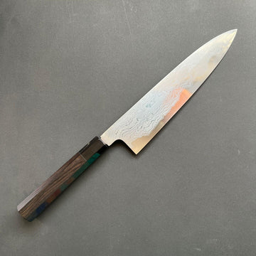 Gyuto knife, Aogami 1 with iron cladding, Damascus finish, Komorebi range - Hatsukokoro