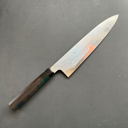 Gyuto knife, Aogami 1 with iron cladding, Damascus finish, Komorebi range - Hatsukokoro