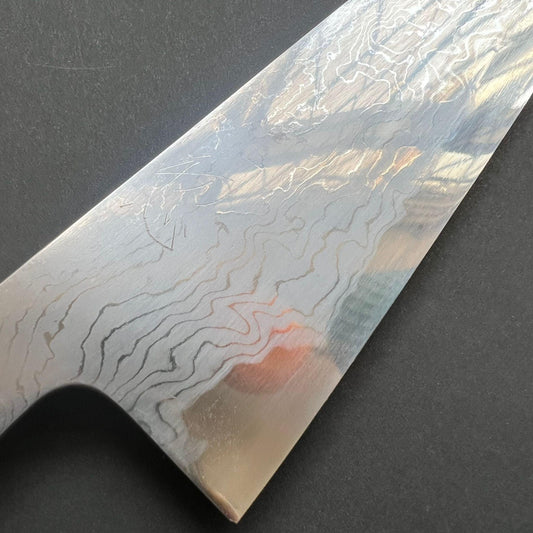 Gyuto knife, Aogami 1 with iron cladding, Damascus finish, Komorebi range - Hatsukokoro