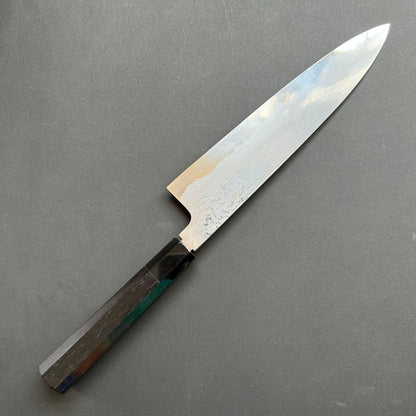 Gyuto knife, Aogami 1 with iron cladding, Damascus finish, Komorebi range - Hatsukokoro