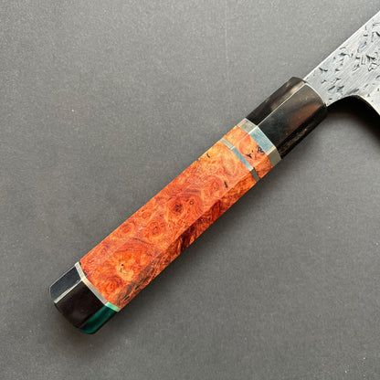 Gyuto knife, Aogami 1 with soft iron / Aogami 2 Damascus and Kurouchi finish - Manaka Kisuke