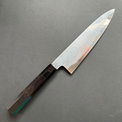 Gyuto knife, Aogami 1 with iron cladding, Damascus finish, Komorebi range - Hatsukokoro