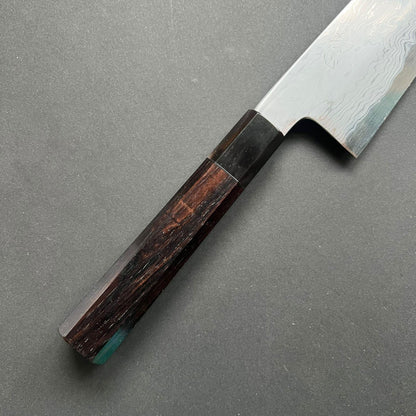 Santoku knife, Aogami 1 with iron cladding, Damascus finish, Komorebi range - Hatsukokoro