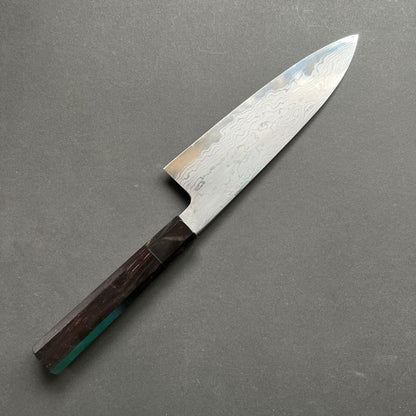 Santoku knife, Aogami 1 with iron cladding, Damascus finish, Komorebi range - Hatsukokoro