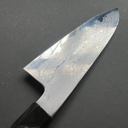 Santoku knife, Aogami 1 with iron cladding, Damascus finish, Komorebi range - Hatsukokoro