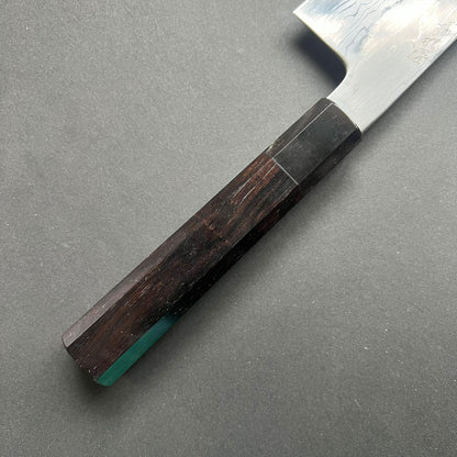 Santoku knife, Aogami 1 with iron cladding, Damascus finish, Komorebi range - Hatsukokoro