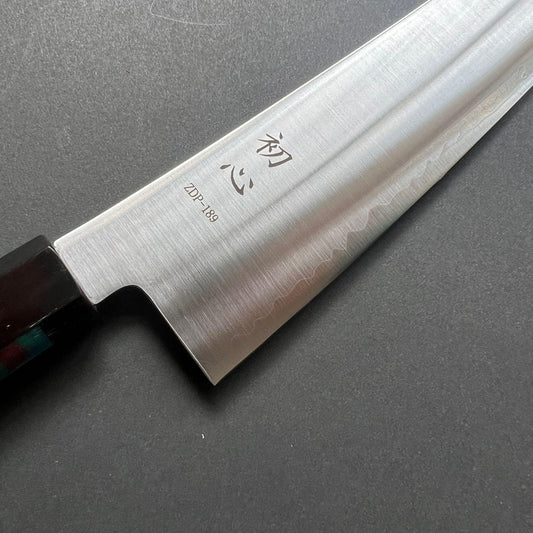Gyuto knife, ZDP189 powder steel with stainless steel cladding, Polished finish, Hayabusa range - Hatsukokoro