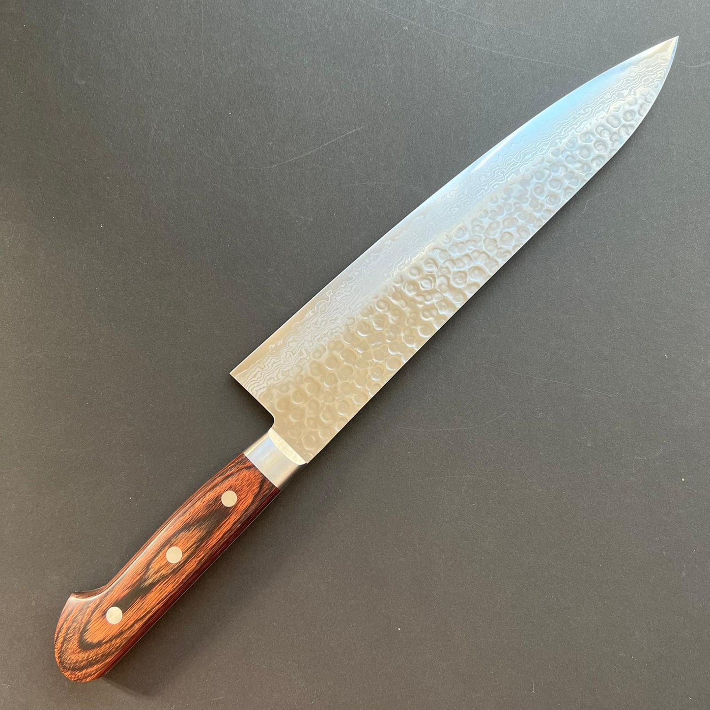 Gyuto knife, VG10, damascus and tsuchime finish - Ohishi