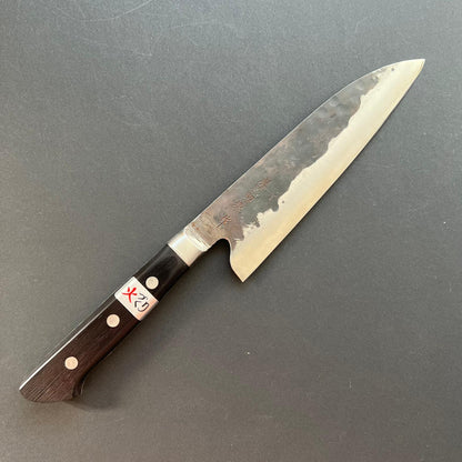 Gyuto knife, Aogami super with stainless steel cladding, Tsuchime Kurouchi finish, Denka range, western handle - Fujiwara