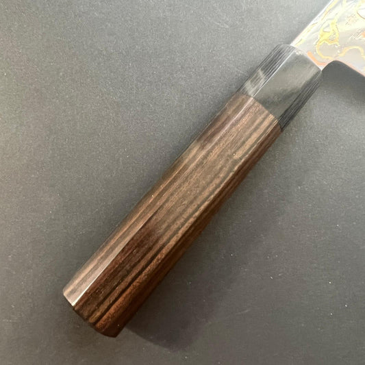 Santoku knife, Aogami 2, Stainless Steel clad, Coloured damascus finish - Tsukasa Hinoura